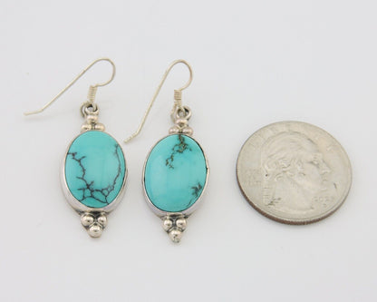 Navajo Dangle Earrings 925 Silver Natural Turquoise Native Inca Mfg C.80's