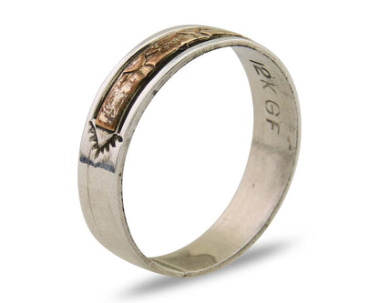 Navajo Handmade Ring 925 Silver & Gold Artist Signed E C.80's