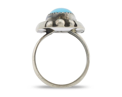 Navajo Ring .925 Silver Sleeping Beauty Turquoise Signed SkyStone Creations C80s