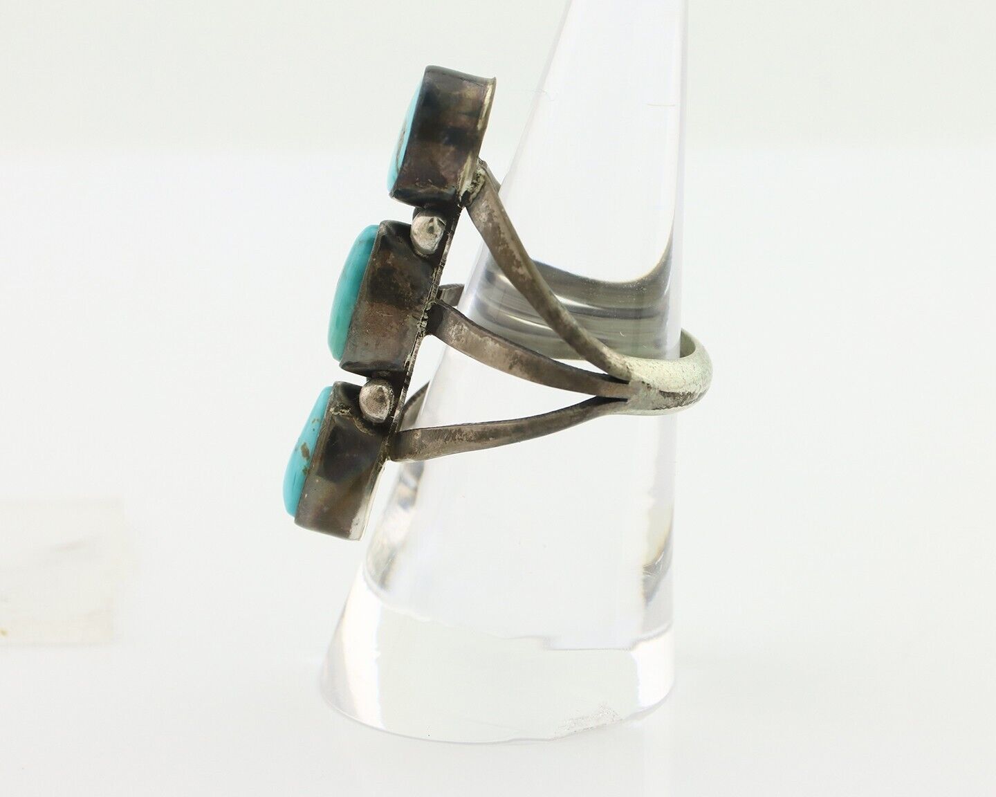 Navajo Ring 925 Silver Natural Blue Turquoise Native American Artist C.80's