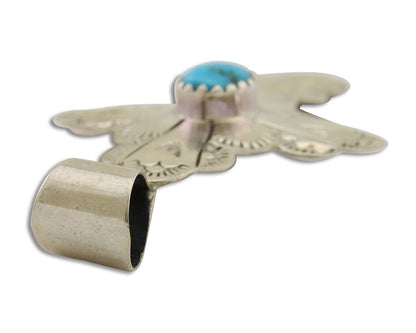 Navajo Cross Hand Stamped Pendant 925 Silver Turquoise Artist Gilbert Lee C.80s