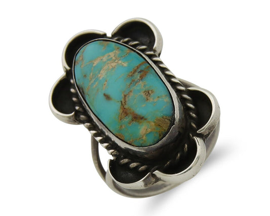 Navajo Handmade Ring 925 Silver Turquoise Native Artist C.80's