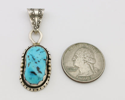 Navajo Necklace Pendant 925 Silver Turquoise Artist Tony Guerro C.80's