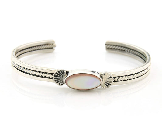 Navajo Cuff Bracelet Sterling Silver Authentic Pink Muscle Native Artist