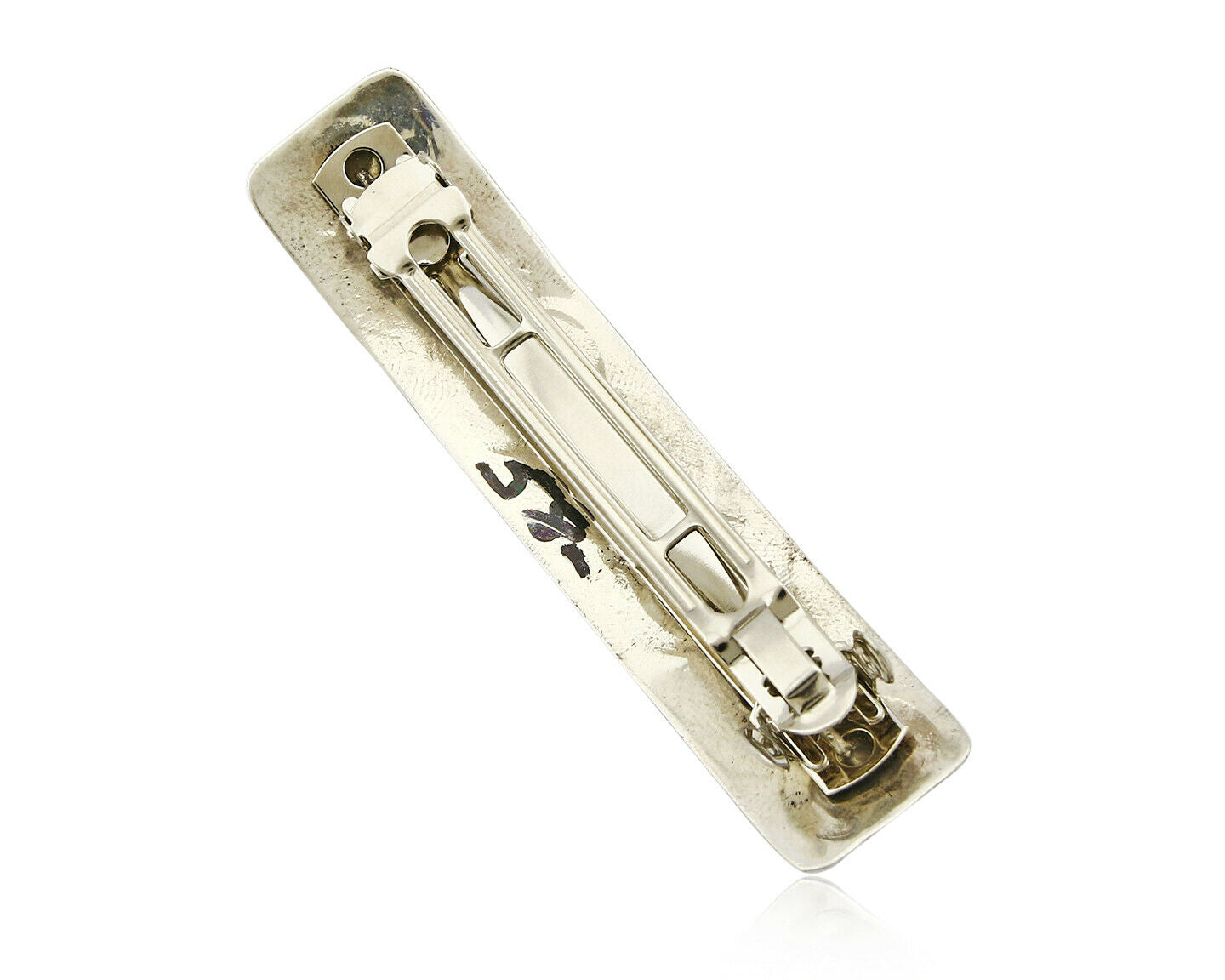 Navajo Real Red Coral 925 SOLID SILVER Hand Stamped 12mm Wide Barrette Hair Clip