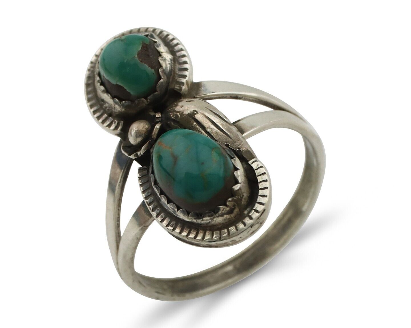Navajo Ring 925 Silver Natural AAA Blue Turquoise Artist Signed Tom Willeto C80s