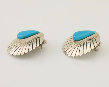Navajo Earrings 925 Silver Natural Blue Native American Artist C.80's