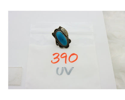 Navajo Ring 925 Sterling Blue Turquoise Native American Artist C.80's