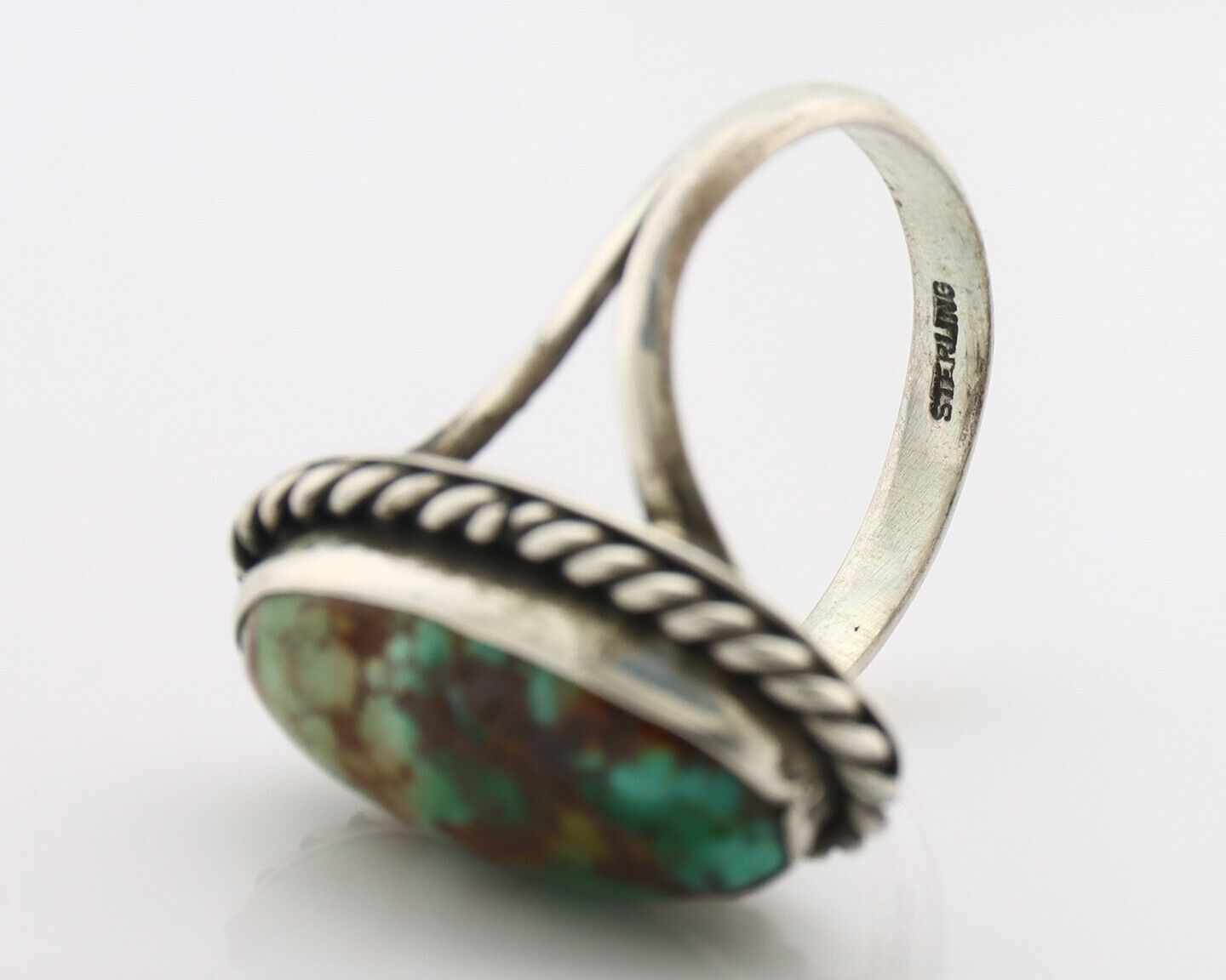Navajo Ring .925 Silver Natural Kingman Turquoise Native American Artist C.80's
