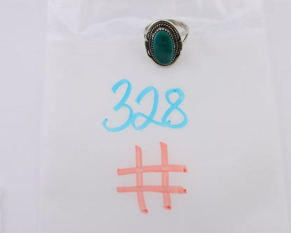 Navajo Hand Stamped Ring 925 Silver Natural Turquoise Native Artist C.80's