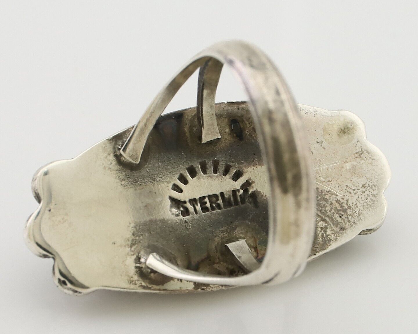 Navajo Turquoise Ring 925 Silver Native Artist Signed Sunrise Size 6.0 C.80's