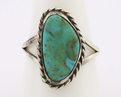 Navajo Ring 925 Silver Natural Turquoise Artist Signed Rabbit Stick C.80's