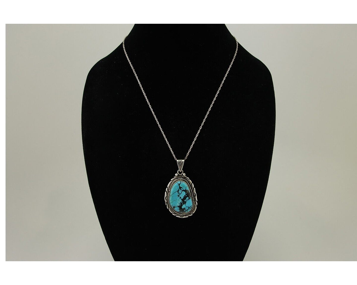 Navajo Necklace 925 Silver Natural Turquoise Artist M Montoya C.80's