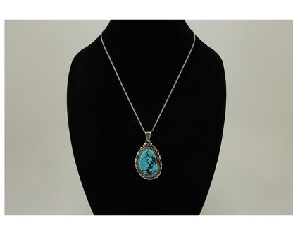 Navajo Necklace 925 Silver Natural Turquoise Artist M Montoya C.80's