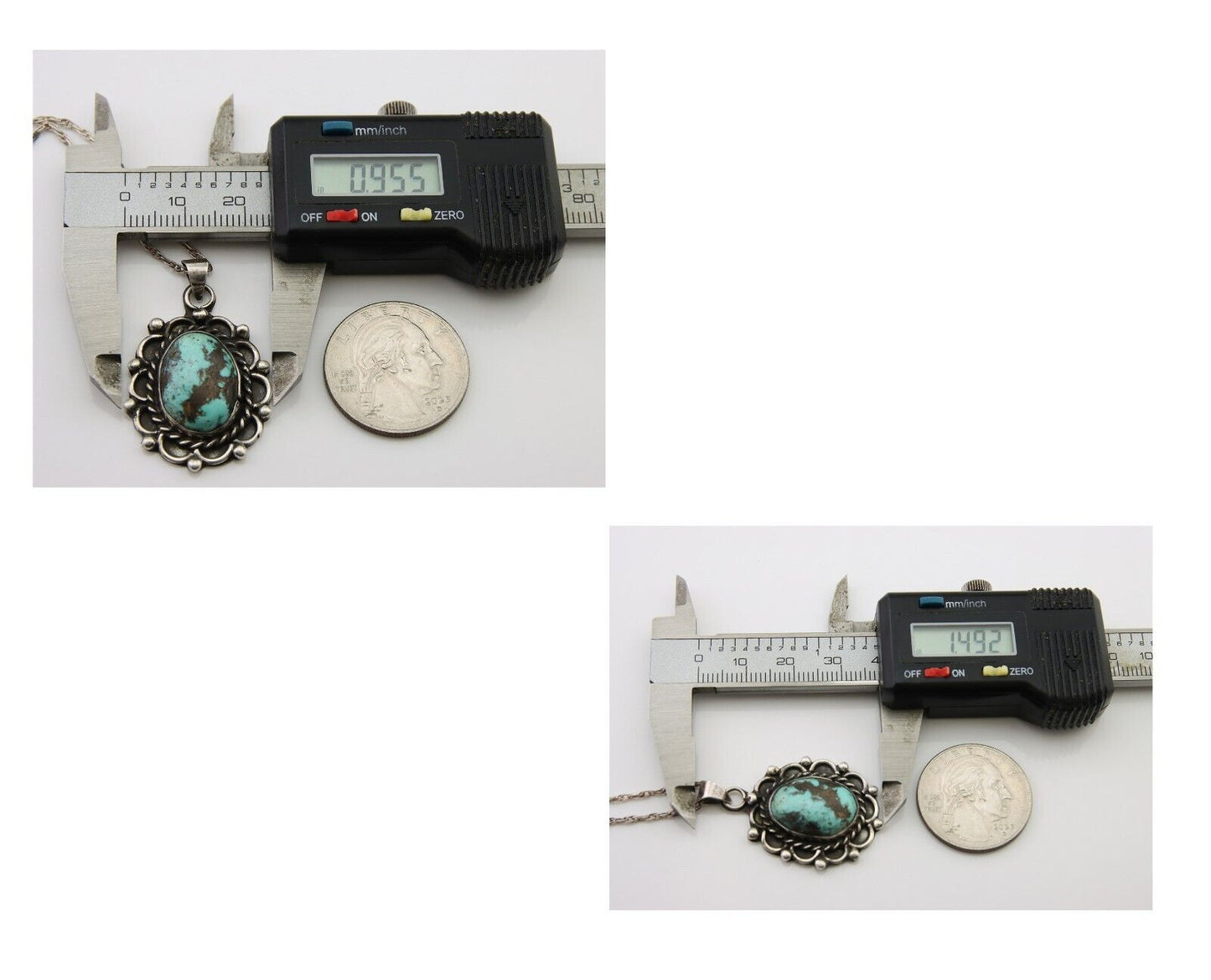 Navajo Necklace 925 Silver Natural Turquoise Native American Artist C.80's