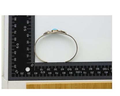 Navajo Cuff Bracelet 925 Silver Turquoise Artist Signed Running Bear C.80's