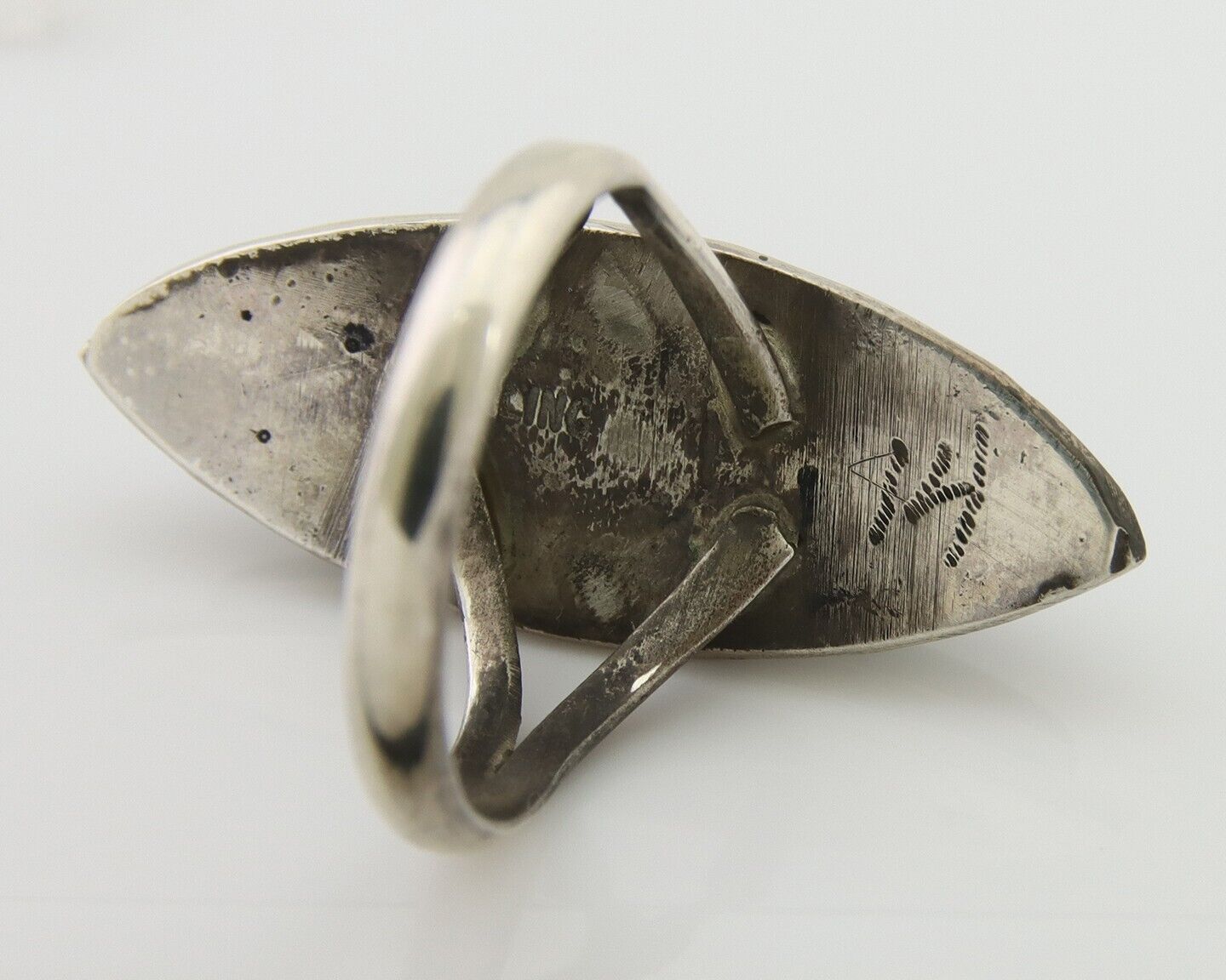 Navajo Handmade Ring 925 Silver Black Onyx Artist Signed #14 C.80's