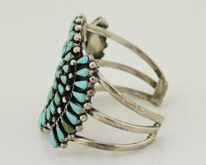 Navajo Bracelet 925 Silver Natural Blue Turquoise Signed JR C.80's