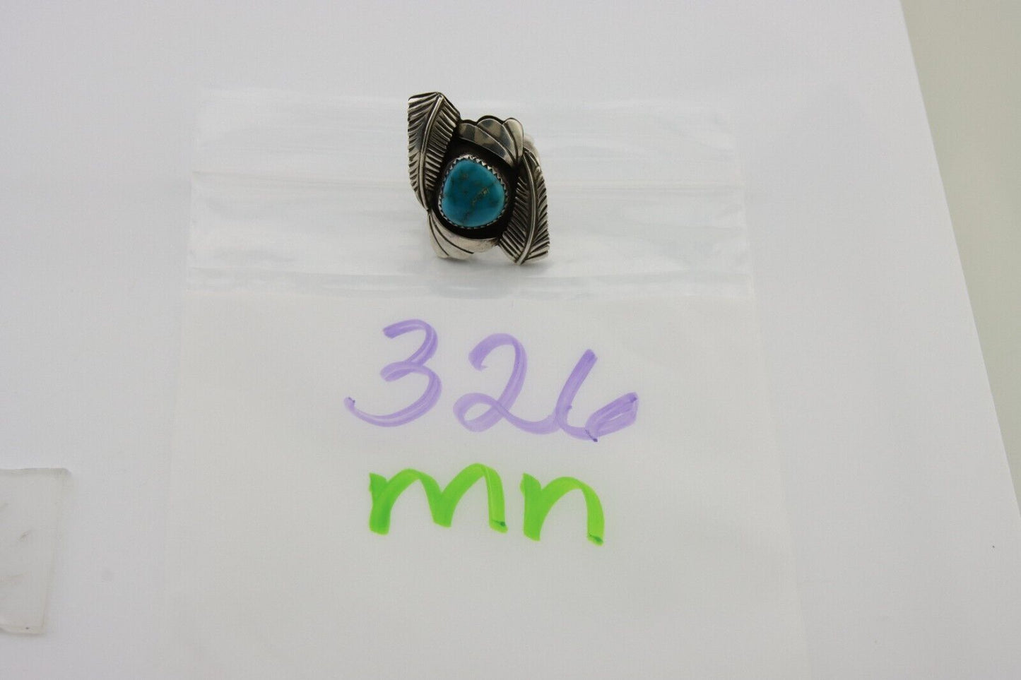 Navajo Ring 925 Silver Natural Blue Turquoise Native American Artist C.80's