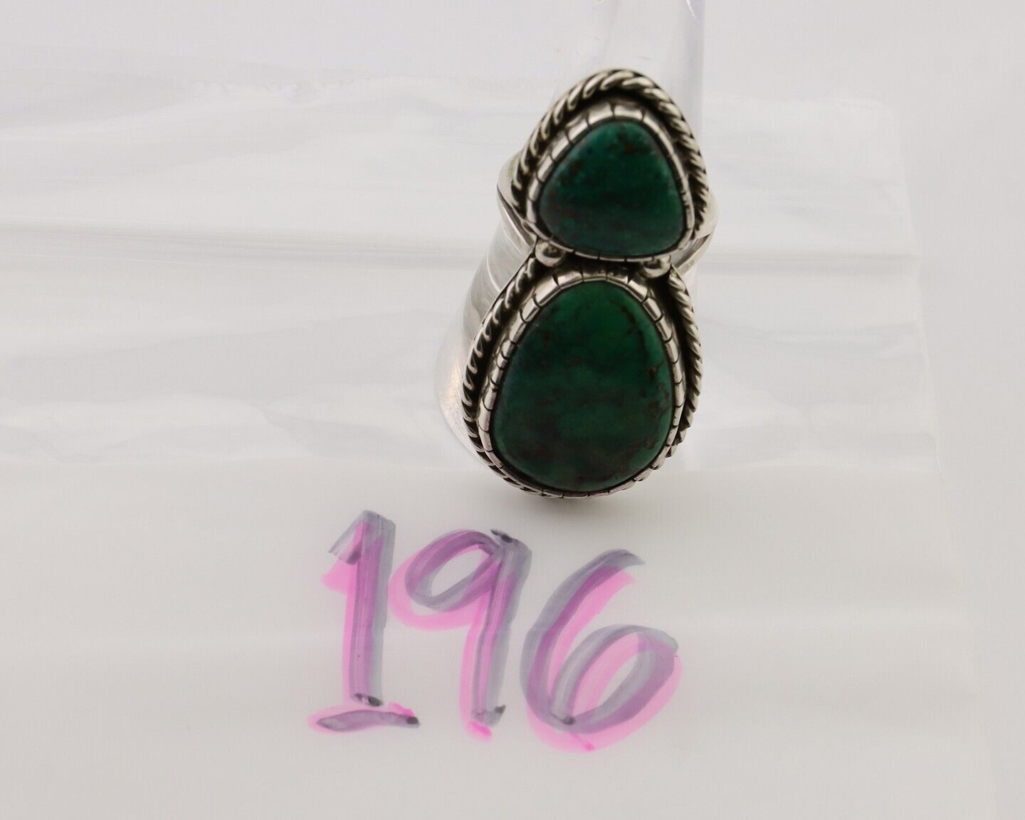 Navajo Handmade Ring 925 Silver Natural Tuquoise Artist Signed B Yazzie C.80's
