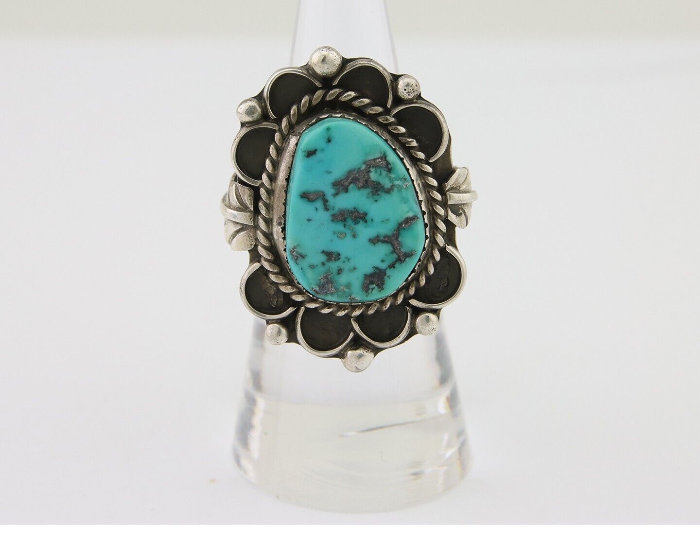 Navajo Ring 925 Silver Natural Blue Turquoise Native American Artist C.80's