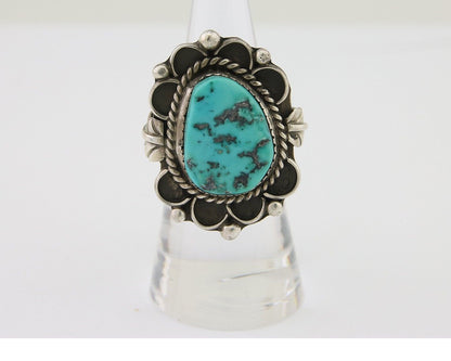 Navajo Ring 925 Silver Natural Blue Turquoise Native American Artist C.80's