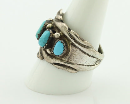 Zuni Ring .925 Silver Natural Sleeping Beauty Turquoise Native Artist C.80's
