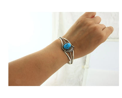 Navajo Cuff Bracelet Sterling Silver Natural Turquoise Native Vintage