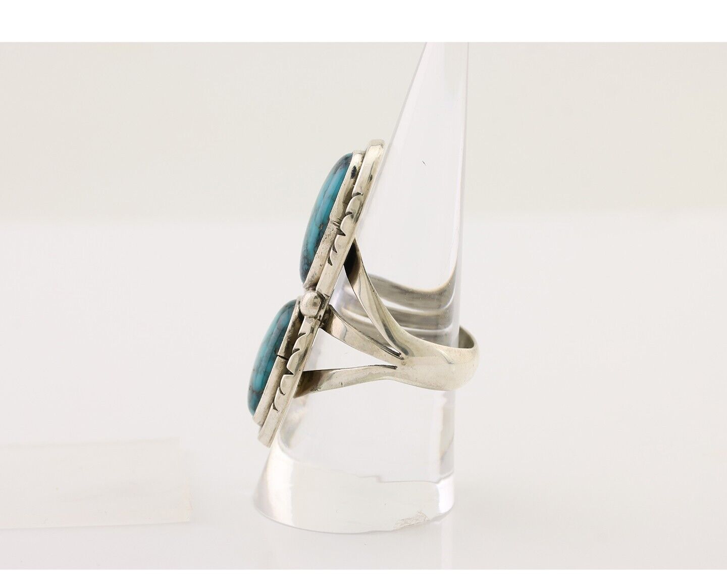 Navajo Handmade Ring 925 Silver Natural Tuquoise Artist Signed RD C.80's