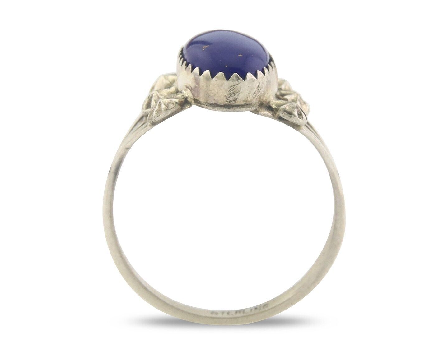 Navajo Ring 925 Sterling Natural Lapis Handmade Native Artist C.80's