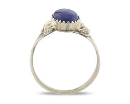 Navajo Ring 925 Sterling Natural Lapis Handmade Native Artist C.80's