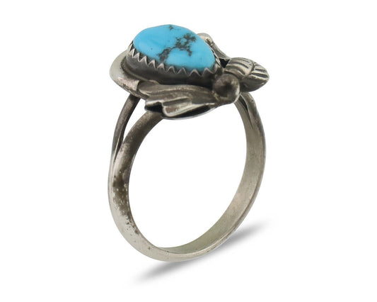 Navajo Ring 925 Silver Morenci Turquoise Native American Artist C.80's