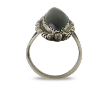 Navajo Handmade Ring 925 Silver Black Onyx Native American Artist C.80's