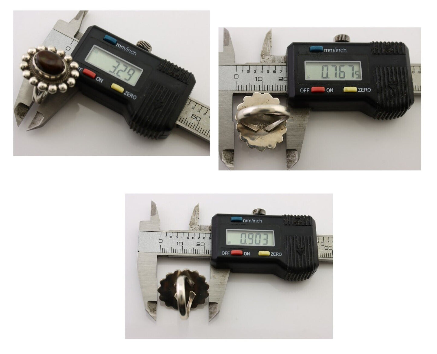 Navajo Handmade Ring 925 Silver Natural Fire Opal Native Artist Size 6.75 C.80's