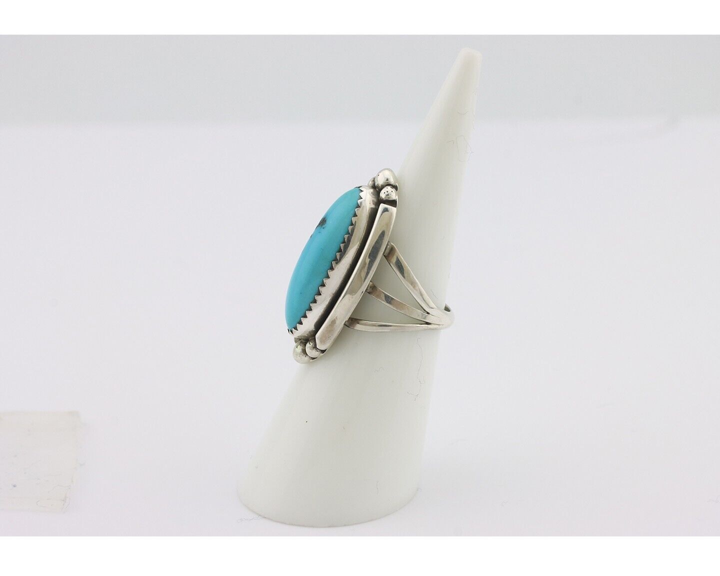 Navajo Ring .925 Silver Sleeping Beauty Turquoise Signed SkyStone Creations C80s