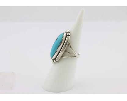 Navajo Ring .925 Silver Sleeping Beauty Turquoise Signed SkyStone Creations C80s