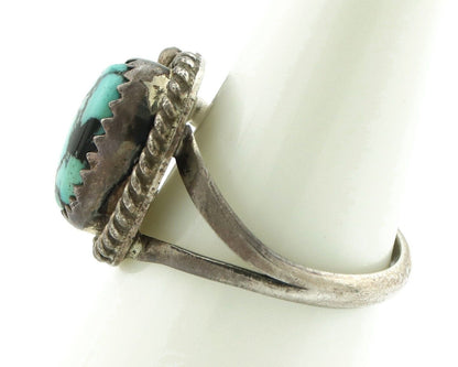 Navajo Ring 925 Silver Spiderweb Turquoise Native American Artist C.80's