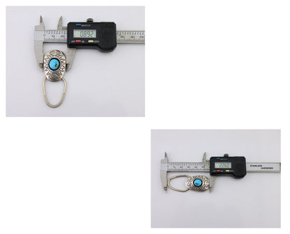 Navajo Key Chain .925 Silver Hand Stamped Native Artist C.80s