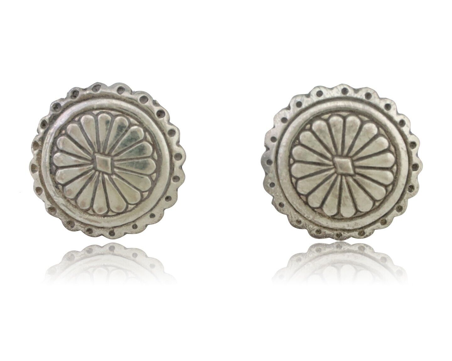 Navajo Small Shield Earrings 925 Silver Native American Artist C.80's