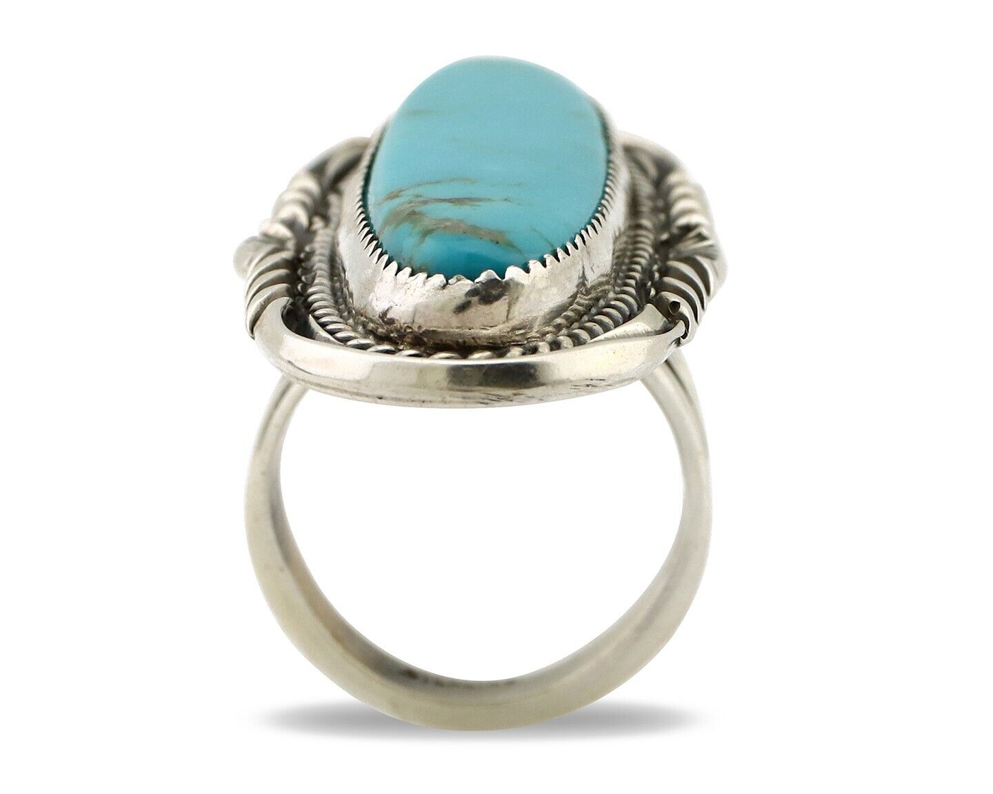 Navajo Ring 925 Silver Natural Mined Turquoise Artist Signed Mike Begay C.80's