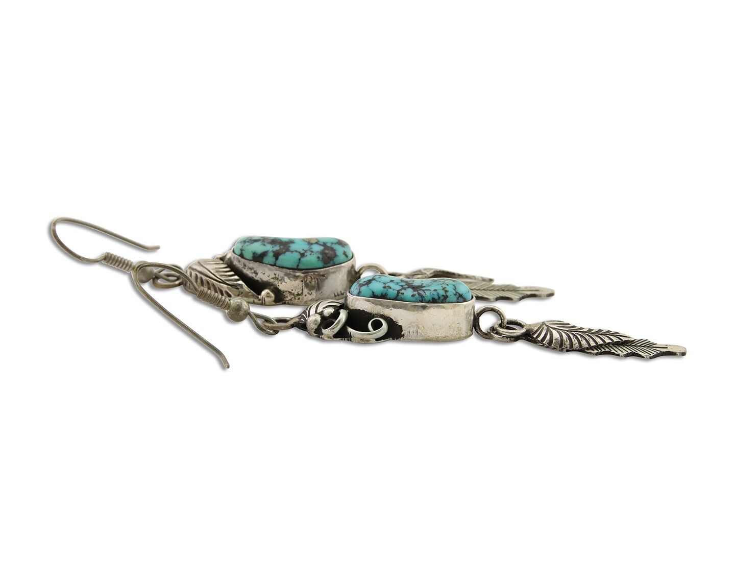 Navajo Dangle Earrings 925 Silver Blue Native American Artist C.80's