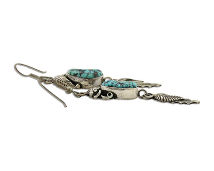 Navajo Dangle Earrings 925 Silver Blue Native American Artist C.80's