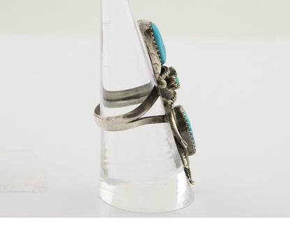 Navajo Kachina Ring 925 Silver Natural Turquoise Artist Signed CO C.80's