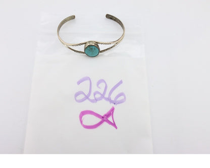 Navajo Bracelet 925 Silver Natural Blue Turquoise Artist Signed JH C.80's