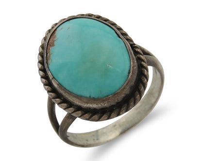 Navajo Handmade Ring 925 Silver Natural Turquoise Native Artist C.80's