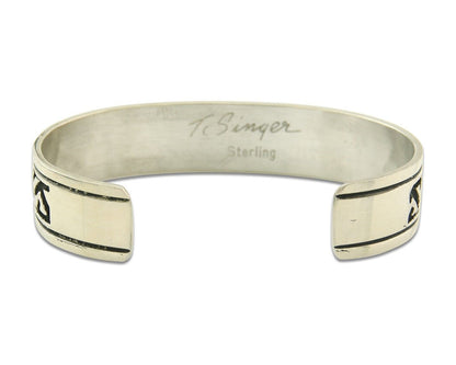 Navajo Bracelet 925 Silver Artist Signed Thomas Singer Cuff Made in the 1980's