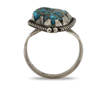 Navajo Ring 925 Silver Natural Blue Turquoise Native American Artist C.80's
