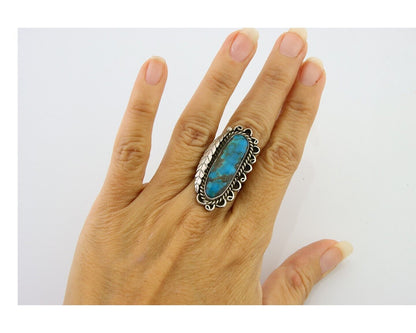 Navajo Ring .925 Sterling Blue Turquoise Artist Signed R Yazzie C.80's