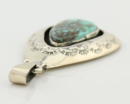 Navajo Pendant 925 Silver Blue Gem Turquoise Artist Signed MC C.80's