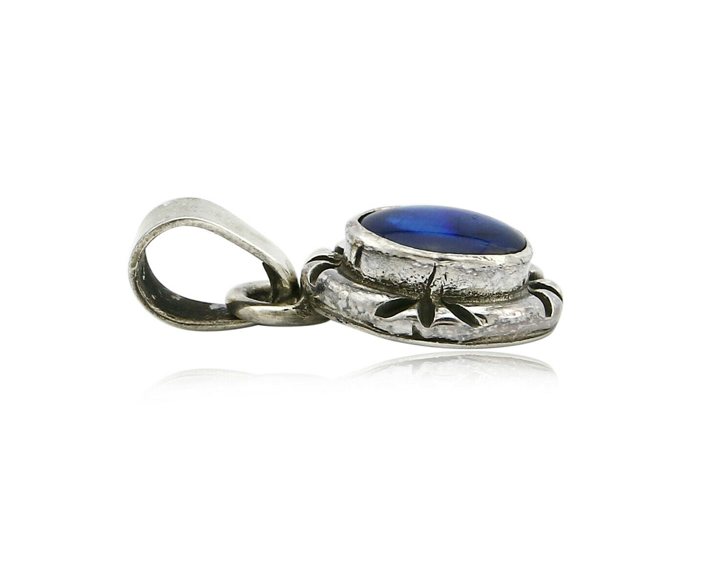 Navajo Hand Stamped Natural Mined Blue MOP in .925 SOLID Silver Pendant